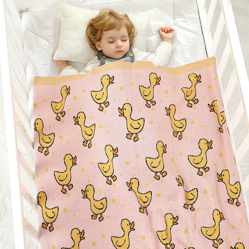 Cotton Duck Pattern Toddler Baby Knitted Swaddle Blanket Mimixiong