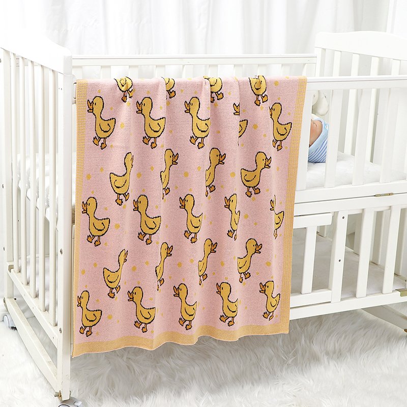Cotton Duck Pattern Toddler Baby Knitted Swaddle Blanket Mimixiong
