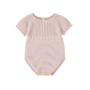 Fast Shipping Mimixiong 100% Cotton Baby Knitted Rompers Clothes Baby Summer Short Sleeve Babies Clothing