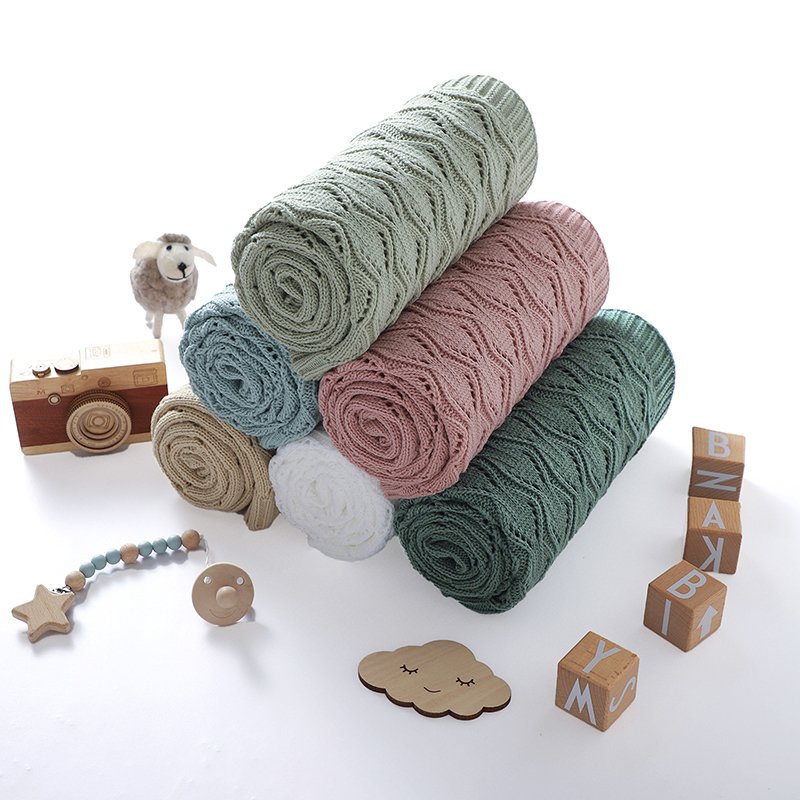 Baby Blanket Solid Color Knitted Newborn Blanket Mimixiong