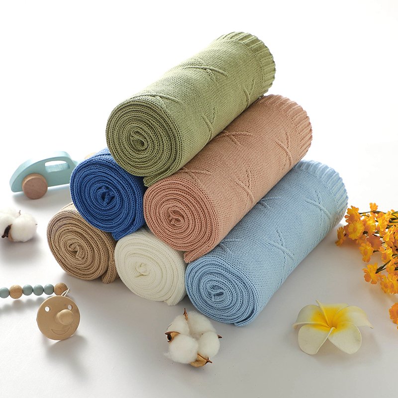 Comfortable Solid Knitted Infant Baby Blankets Mimixiong
