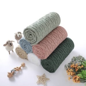 Knitted Newborn Baby Breathable Swaddle Throw Blanket Mimixiong