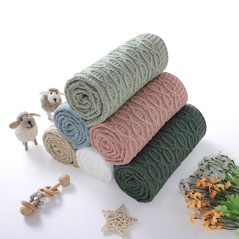 Knitted Newborn Baby Breathable Swaddle Throw Blanket Mimixiong