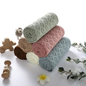 Solid Color Hollow Out Baby Swaddle Blanket Mimixiong