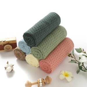 Custom Knitted Newborn Baby Blanket Swaddle Bedding Mimixiong
