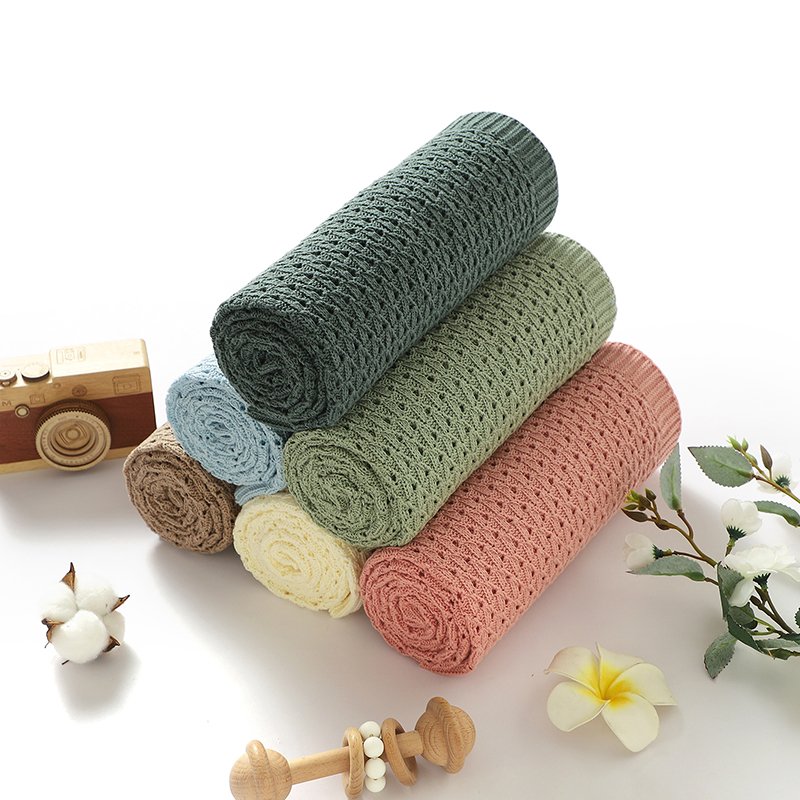 Custom Knitted Newborn Baby Blanket Swaddle Bedding Mimixiong