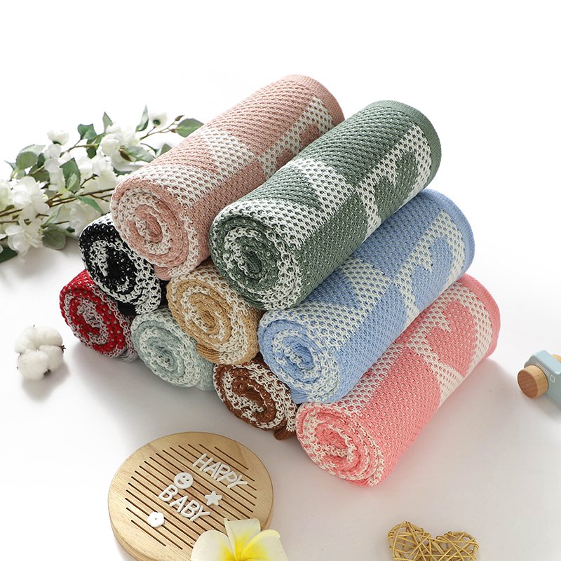 Bedding Knitted Newborn Breathable Baby Knitted Blankets Mimixiong