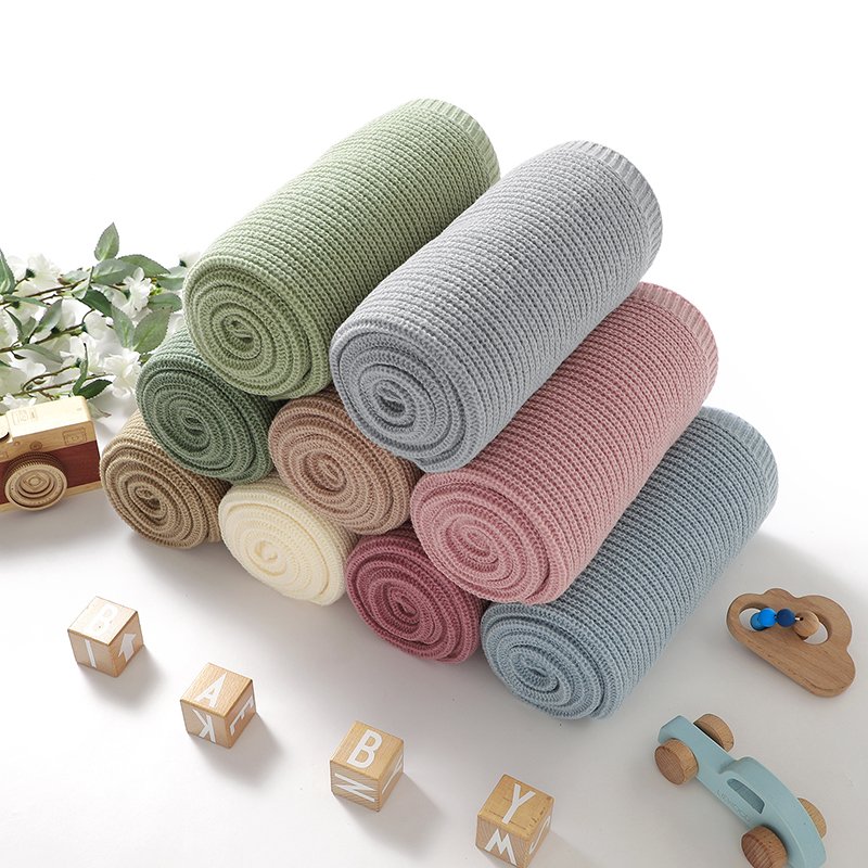 Knitted Infant Stroller SwaddleToddler Receiving Blanket Mimixiong