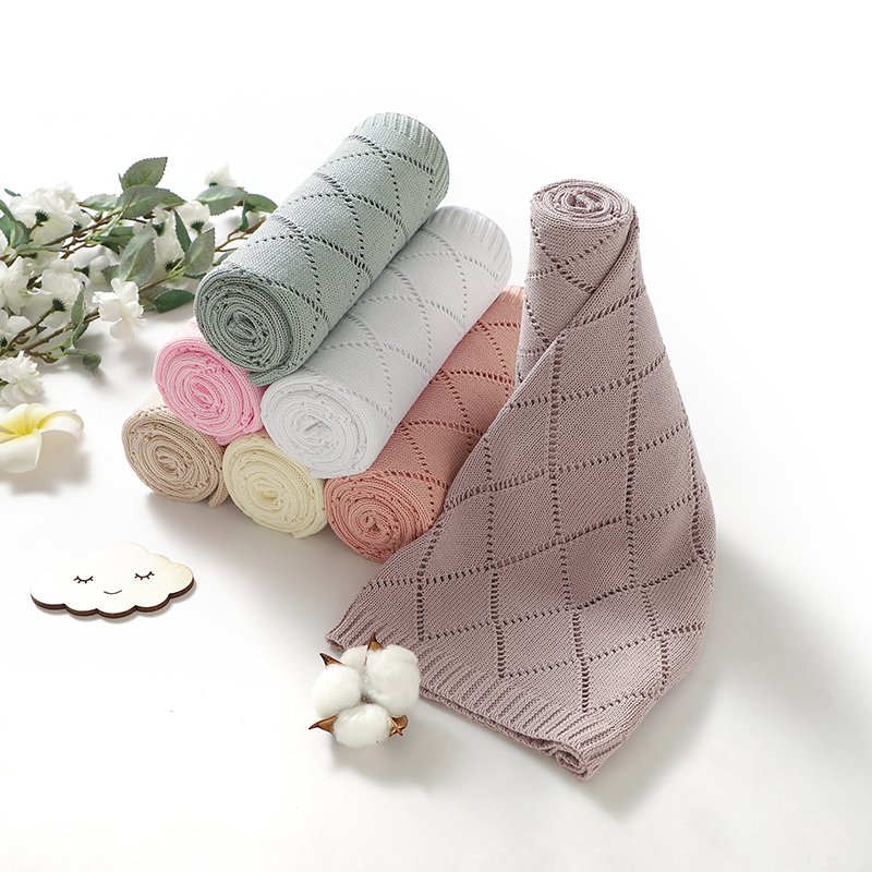 Hollow Out Newborn Infant Baby Crochet Swaddle Blanket Mimixiong