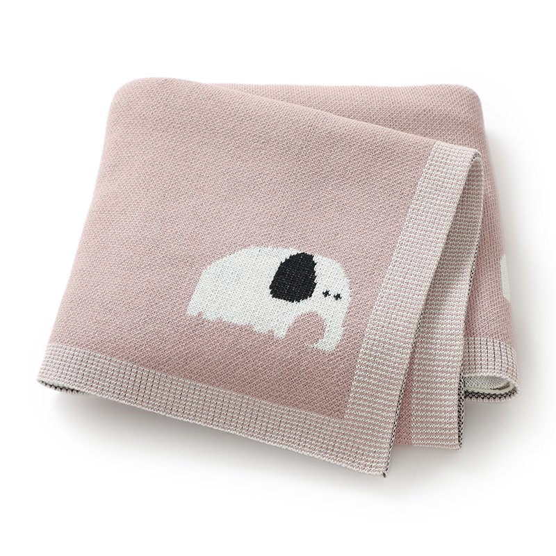 Elephant Pattern Cartoon Soft Touch Baby Knitted Blankets Mimixiong