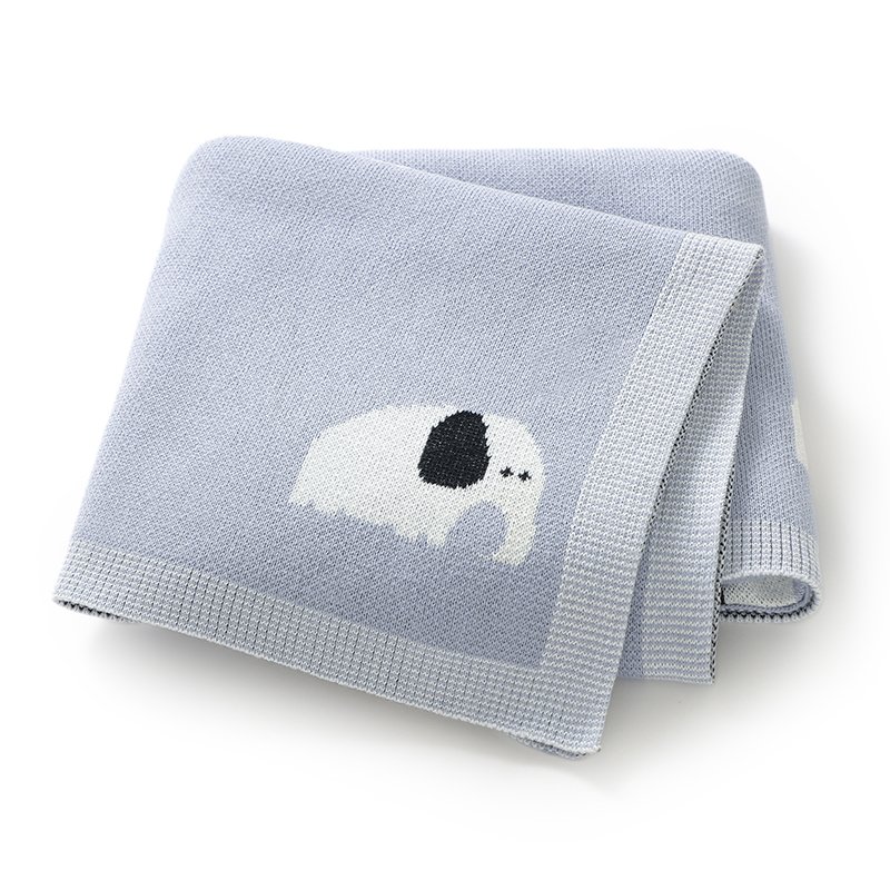 Elephant Pattern Cartoon Soft Touch Baby Knitted Blankets Mimixiong