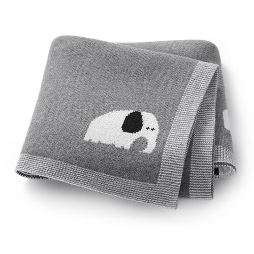 Elephant Pattern Cartoon Soft Touch Baby Knitted Blankets Mimixiong