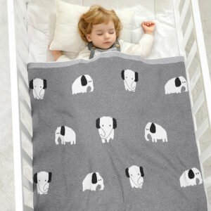 Elephant Pattern Cartoon Soft Touch Baby Knitted Blankets Mimixiong