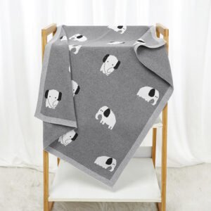 Elephant Pattern Cartoon Soft Touch Baby Knitted Blankets Mimixiong