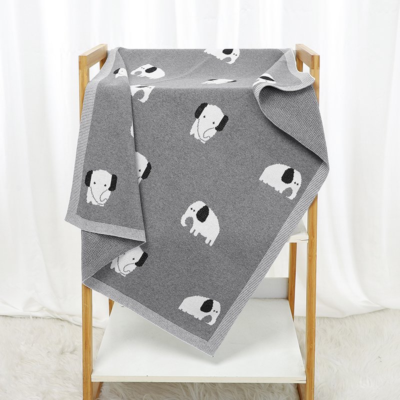 Elephant Pattern Cartoon Soft Touch Baby Knitted Blankets Mimixiong