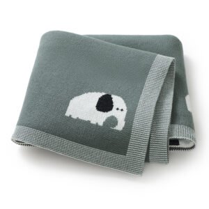 Elephant Pattern Cartoon Soft Touch Baby Knitted Blankets Mimixiong