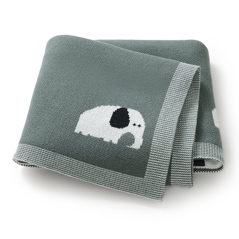 Elephant Pattern Cartoon Soft Touch Baby Knitted Blankets Mimixiong
