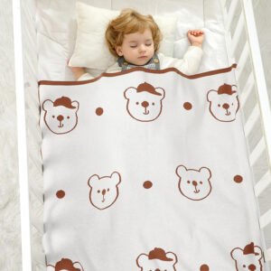 Bear Pattern Blankets Babies Swaddle Knitting Blankets Mimixiong