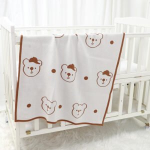 Bear Pattern Blankets Babies Swaddle Knitting Blankets Mimixiong