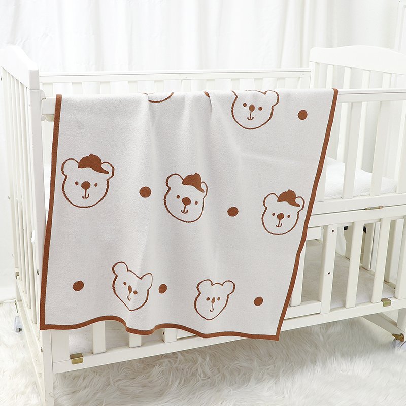 Bear Pattern Blankets Babies Swaddle Knitting Blankets Mimixiong