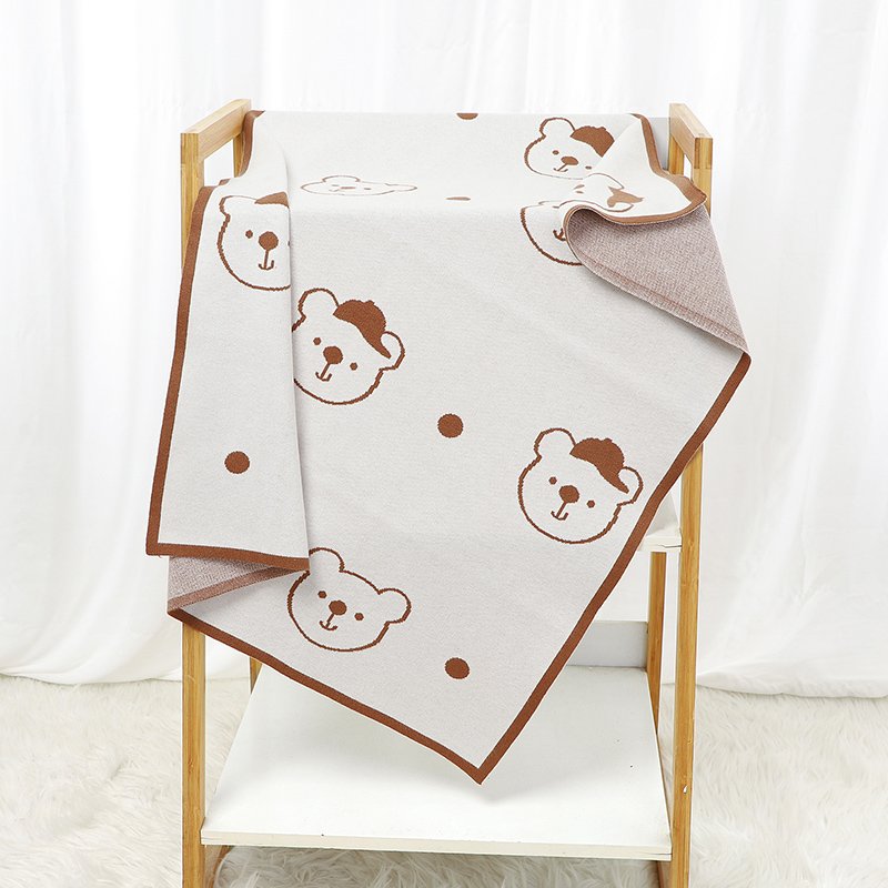 Bear Pattern Blankets Babies Swaddle Knitting Blankets Mimixiong