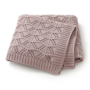 Swaddle Solid Color Breathable Cotton Embroidery Baby Knitted Blankets Mimixiong