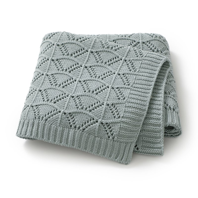 Swaddle Solid Color Breathable Cotton Embroidery Baby Knitted Blankets Mimixiong
