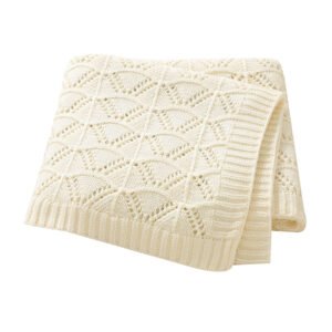Swaddle Solid Color Breathable Cotton Embroidery Baby Knitted Blankets Mimixiong