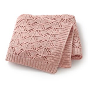 Swaddle Solid Color Breathable Cotton Embroidery Baby Knitted Blankets Mimixiong