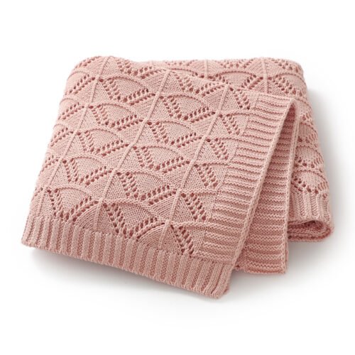 Swaddle Solid Color Breathable Cotton Embroidery Baby Knitted Blankets Mimixiong