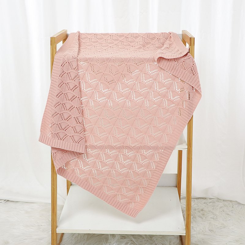 Swaddle Solid Color Breathable Cotton Embroidery Baby Knitted Blankets Mimixiong