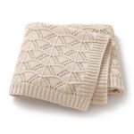 Swaddle Solid Color Breathable Cotton Embroidery Baby Knitted Blankets Mimixiong