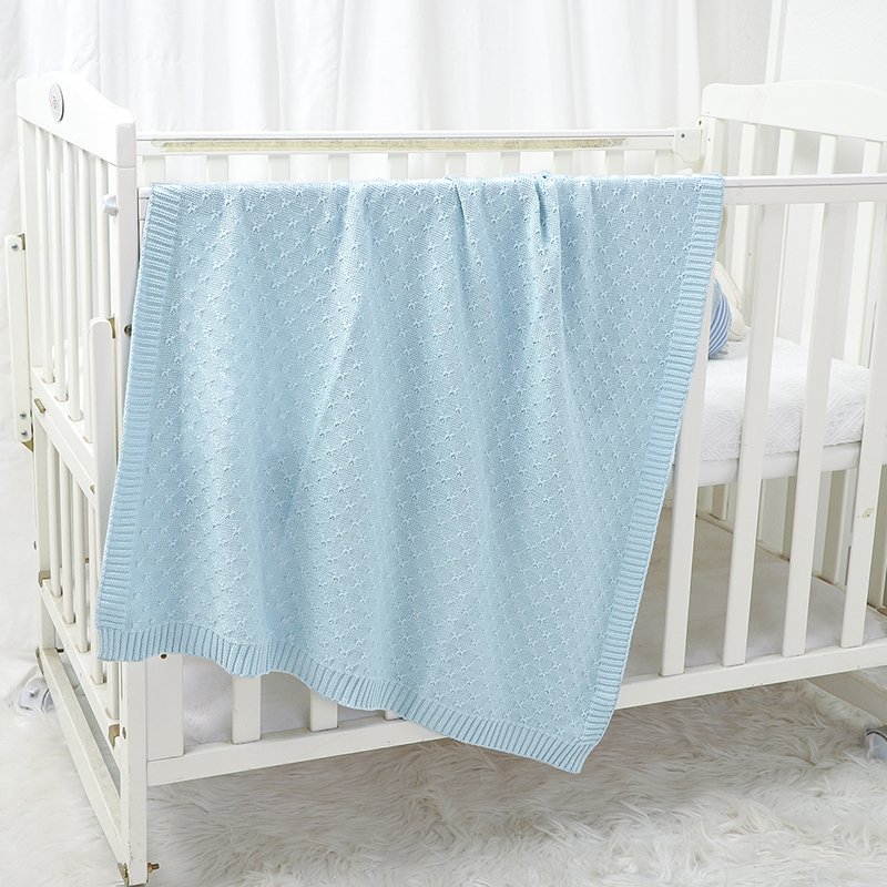 Baby Blanket Swaddle Cotton Solid Color Hollow Out Baby Blanket Mimixiong