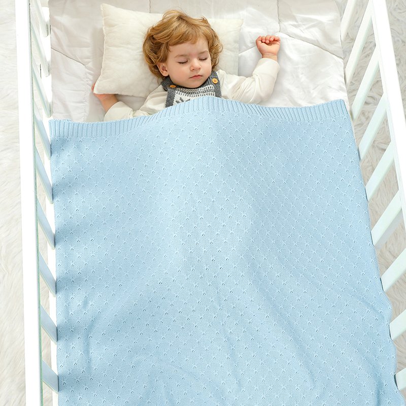 Baby Blanket Swaddle Cotton Solid Color Hollow Out Baby Blanket Mimixiong