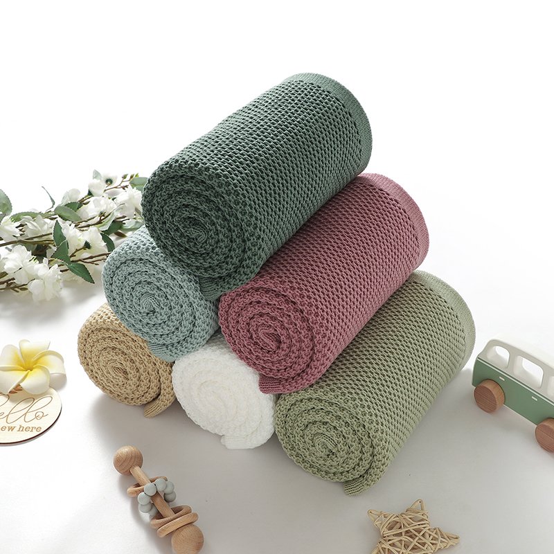 Solid Color Wholesale Crochet Baby Nursery Blanket Mimixiong