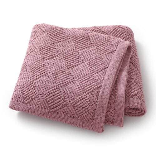 Low MOQ Knitted Blanket Custom Solid Yarn Swaddle Towel Blanket Mimixiong
