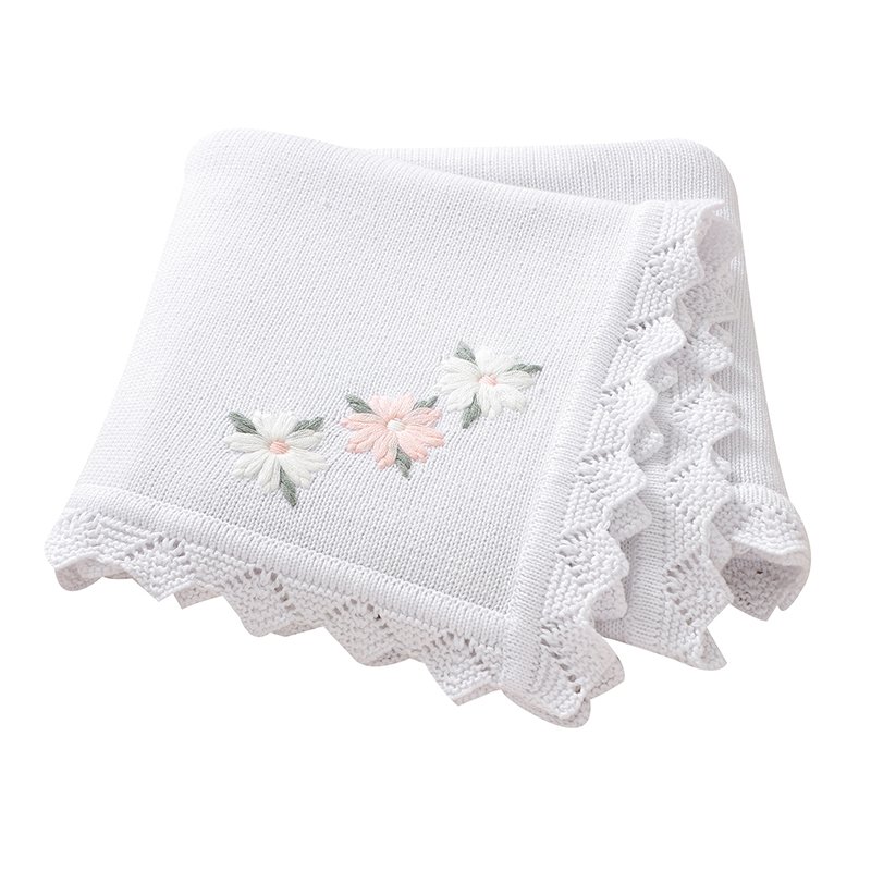 Cotton Personalized Embroidery Newborn Baby Knitted Blanket Mimixiong