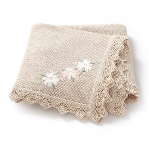 Cotton Personalized Embroidery Newborn Baby Knitted Blanket Mimixiong