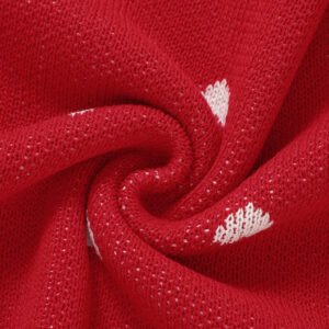100% Cotton Hearts Pattern Christmas Red Knitted Blankets Mimixiong