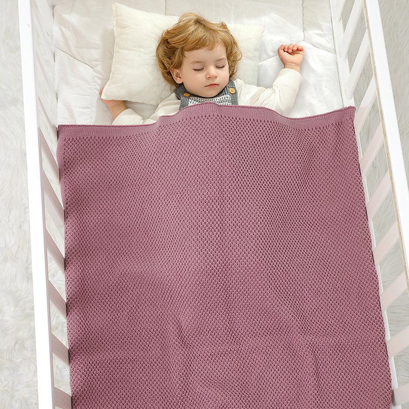 Solid Color Wholesale Crochet Baby Nursery Blanket Mimixiong