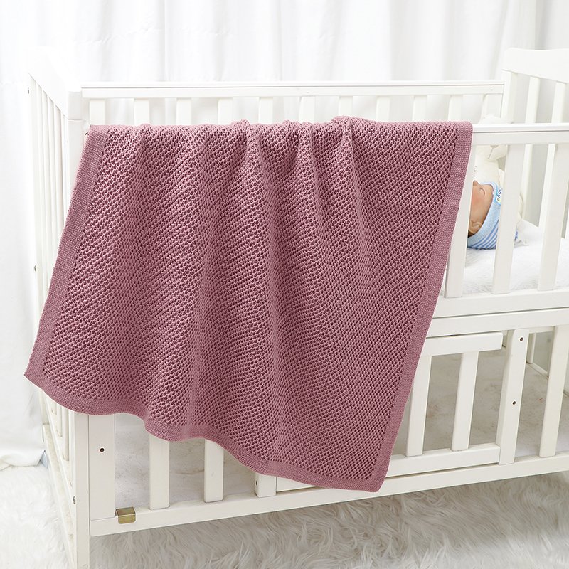 Solid Color Wholesale Crochet Baby Nursery Blanket Mimixiong
