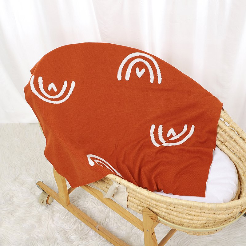 Custom Baby Blanket Jacquard Rainbow Baby Knitted Blanket Mimixiong