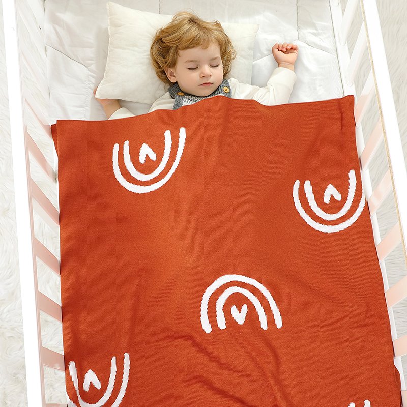 Custom Baby Blanket Jacquard Rainbow Baby Knitted Blanket Mimixiong