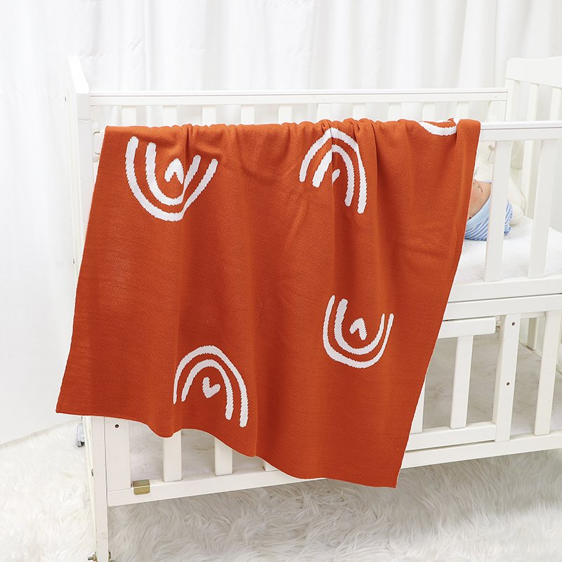 Custom Baby Blanket Jacquard Rainbow Baby Knitted Blanket Mimixiong