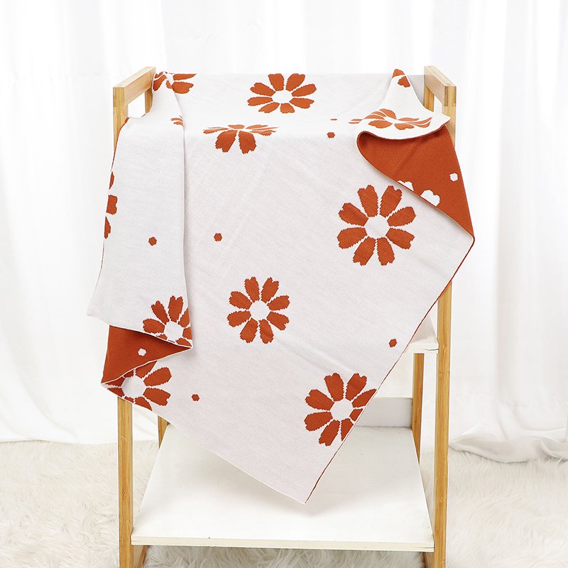 Custom Baby Knitted Blanket Floral Flower Throw Blanket Mimixiong
