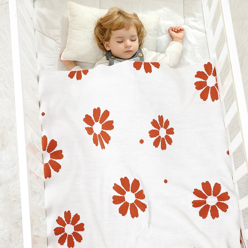 Custom Baby Knitted Blanket Floral Flower Throw Blanket Mimixiong