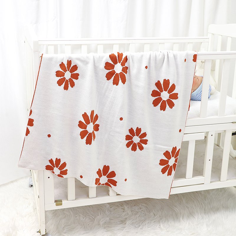 Custom Baby Knitted Blanket Floral Flower Throw Blanket Mimixiong