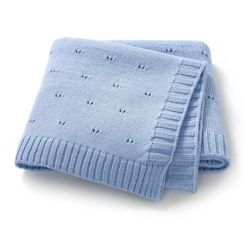 Newborn Knitted Solid Color Hollow Patterns Blankets Mimixiong