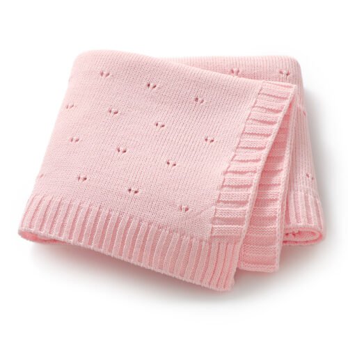 Newborn Knitted Solid Color Hollow Patterns Blankets Mimixiong