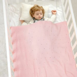 Newborn Knitted Solid Color Hollow Patterns Blankets Mimixiong